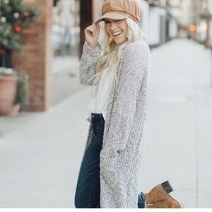 Carley Jean Sweater Womens cardigan grey sz med EUC